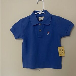 Luigi Kids- Boutique Blue Polo Shirt with pirate - 2T